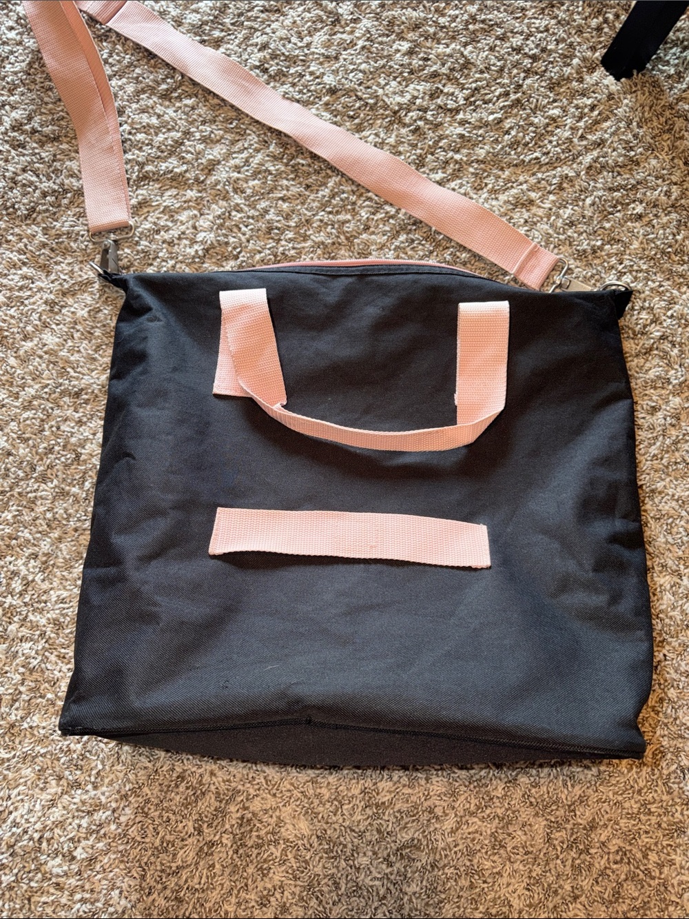 Black Tote Bag with Pink Straps - Versatile Everyday Carry